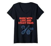 Women's Bakery Sticky Paws Cat Baking Meme V-Neck T-Shirt