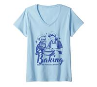 Womens Baking Because Murder is Wrong Funny cat Design for Bakers V-Neck T-Shirt