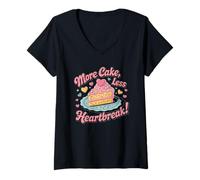 Womens Baking Dessert Sweet Bakery More Cake Less Heartbreak V-Neck T-Shirt