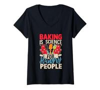 Womens Baking is Science for Hungry People V-Neck T-Shirt