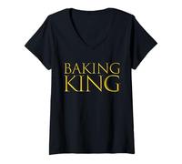 Women's Baking King Expert Pastry Cookie Chef Cake Baker Decorator V-Neck T-Shirt