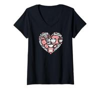 Women's Baking Sugar Butter Milk Vanilla Cocoa Flour Heart V-Neck T-Shirt