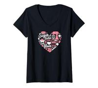 Women's Baking Sugar Butter Milk Vanilla Cocoa Flour Heart V-Neck T-Shirt
