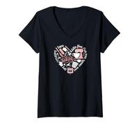 Women's Baking Sugar Butter Milk Vanilla Cocoa Flour Heart V-Neck T-Shirt
