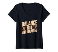Women's Balance Not Billionaires Protest Saying Activism Message V-Neck T-Shirt