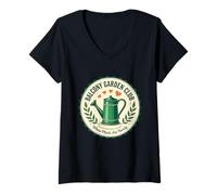 Womens Balcony Garden Club Emblem - Vintage Urban Gardening V-Neck T-Shirt
