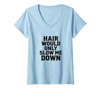 Women's Bald Balding Running - Hair Would Only Slow Me Down V-Neck T-Shirt