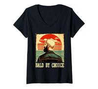 Womens Bald by Choice Bald Guy Jokes V-Neck T-Shirt