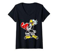 Womens Bald Eagle Boxer Old School Tattoo Flash V-Neck T-Shirt