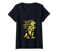 Womens Bald Eagle Juneteenth Black History African American Flag V-Neck T-Shirt