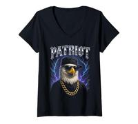Womens Bald Eagle Patriot Gangster - Funny Weird Trashy Meme V-Neck T-Shirt