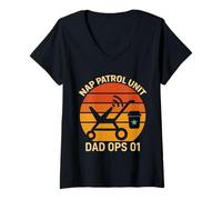 Womens Bald Papa NAP PATROL UNIT DAD OPS O1 Funny Paternity V-Neck T-Shirt