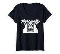Womens Bali Barong Mask Island of a Thousand Temples Gate Souvenir V-Neck T-Shirt