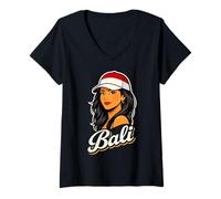 Women's Bali Girl Indonesia Flag V-Neck T-Shirt