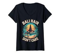 Womens Bali Hair Balinese Temples Indonesian Bali Indonesia V-Neck T-Shirt