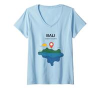 Women's Bali Indonesia Coordinate Sunset Beach Plane Travel V-Neck T-Shirt