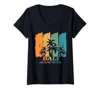 Women's Bali Indonesia Palm Trees Beach Holiday Tropics Souvenir V-Neck T-Shirt