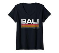 Women's Bali Indonesia Retro Design Bali Island V-Neck T-Shirt
