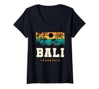 Women's Bali Indonesia Sunset Beach Vacation Design V-Neck T-Shirt