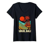 Womens Bali Indonesia Ubud Vintage Womens Coastal Living V-Neck T-Shirt