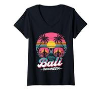 Womens Balinese Temples Indonesian Vintage Bali Indonesia V-Neck T-Shirt