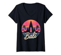 Womens Balinese Temples Indonesian Vintage Bali Indonesia V-Neck T-Shirt