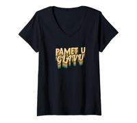 Womens Balkan Jugo - Yugoslavia - Saying - pamet u glavu V-Neck T-Shirt