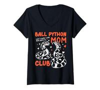 Women's Ball Python Mom Club Life is Better with Ball Pythons Snake V-Neck T-Shirt