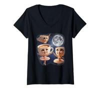 Womens Ballerina Cappuccina Italian Brainrot 3 Moon Brain Rot Meme V-Neck T-Shirt