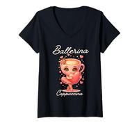 Womens Ballerina Cappuccino Cute Italian Brainrot Meme Gen Z Girls V-Neck T-Shirt