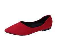 Women's Ballerina Flats Sharp Toe Mesh Business for Oktoberfest and Ceremonies, red, 5 UK
