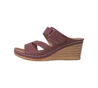 Women's Ballerina Platform Wedge Sandals Crisscross Strap Black Adjustable Hook Loop Hollow Out Slippers Fashion Slides Open Toe Chunky Heel Thick Bottom Slope Summer Shoes (Red, 7)