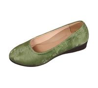 Women's Ballerina Shoes Elegant Fashionable Dance Shoes Wedge Strap Shoes Flat Ballet Shoes Satin Closed Evening Shoes Wide Feet Casual Shoes Comfortable Women Barefoot Shoes, Green, 5 UK