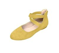 Women's Ballerina Slip On Dress Flat Shoes Pumps Comfortable Ballet Flats for Women Round Toe Strap Ballet Flats Closed Strap Sandals Elegant Dance Shoes Ballet Flats Soft Non-Slip, yellow, 6 UK