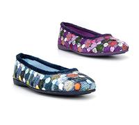 Womens Ballerina Slippers Ballet Slippers Slip On Slippers Carpet Slippers Womens Slippers Ladies Slippers Memory Foam Slippers Rubber Sole Purple Slippers Blue Slippers 8 UK