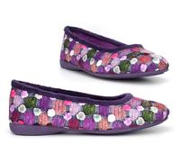 Womens Ballerina Slippers Size 3 Girls Slippers Size 5 Ladies Ballet Slipper Womens Slip On Slipper Memory Foam Insole Rubber Sole Sizes 3-8 Purple 3 UK