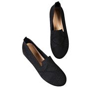 Women's Ballerinas UK Sale, Ladies Slip On Knit Dress Shoes Round Toe Memory Foam Footwear Sports Work Shoe Comfy Closed Toe Flat Sandals Casual Slippers Slip On Ballerina Walking Trainers Shoes