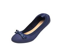 Women's Ballet Ballerina Flats Fold up Pumps Slip On Low Heel Party Courts Pump Closed Toe Heels Wedding Party Pumps Dress Sandals Size 5.5 1#Blue