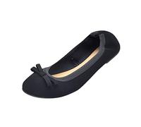 Women's Ballet Ballerina Flats Fold up Pumps Slip On Low Heel Party Courts Pump Closed Toe Heels Wedding Party Pumps Dress Sandals Size 6.5 1#Black