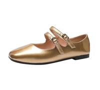 Women's Ballet Flats Flat Comfortable Summer Shoes Faux Leather Chic and Comfortable Sandals Non-Slip Round Toe Elegant Dance Shoes Soft Barefoot Shoes for Everyday Use, gold, 8 UK
