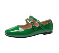 Women's Ballet Flats Flat Comfortable Summer Shoes Faux Leather Chic and Comfortable Sandals Non-Slip Round Toe Elegant Dance Shoes Soft Barefoot Shoes for Everyday Use, Green, 7 UK