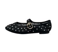 Women's Ballet Flats Flat Comfortable Summer Shoes with Rhinestones Breathable Sandals Non-Slip Round Toe Elegant Dance Shoes Soft Barefoot Shoes for Everyday Use, black, 8.5 UK