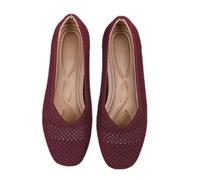 Women's Ballet Flats,Knitted Mesh Ballet Flats,Slip On Knit Dress Shoes,Lightweight and Portable,Wide Range of Uses,Elegant,for Formal and Informal Occasions Red