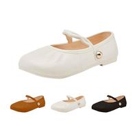 Women's Ballet Flats Mary Jane Shoes Ladies Round Toe Lightweight Comfortable Dressy Casual Slip-on Work Daily Soft Flats All-Day Comfort Ballet Walking Shoes Size 5 White