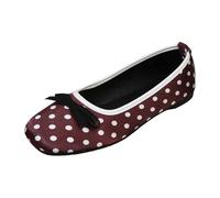 Women's Ballet Flats Playful Dots Flat Shoes Satin Foldable Low Shoes Soft Footbed Sandals Slippers Bridal Shoes Summer Ballet Flat Sweet Dance Shoes Polka Dot Bow Loafers, Style F02 Wine Red, 5 UK