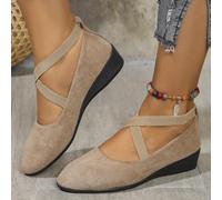 Women'S Ballet Flats & Pumps Comfy Elastic Crisscross Strap Wedge Slip-On Shoes, Womens Ballerina Ankle Elastic Crossing Strap Round Toe Comfy Pump