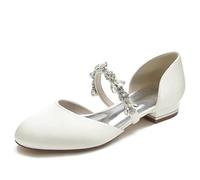Women's Ballet Flats Rhinestone Wedding Ballerina Shoes Ivory