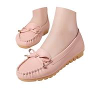 Women's Ballet Flats Shoes Flat Moccasins without Laces Boat Shoes Elegant Mary Jane Low Shoes with Bow Round Toe Leisure Work Shoes Soft Driving Shoes Non-Slip Outdoor Walking Shoes, pink, 5 UK