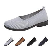 Women's Ballet Flats Slip On Knitted Dress Flat Shoes Loafers Pumps Mesh Fabric Breathable Costume Shoes Elegant Soft Dance Shoes Low Shoes Round Toe Casual Shoes, gray, 7 UK