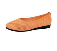 Women's Ballet Flats, Slip-on, Round Toe, Breathable Mesh Upper, Solid Style, Lightweight and Soft for Spring/Summer, Walking, Outings and Casual Everyday Use, 01 Orange, 4 UK